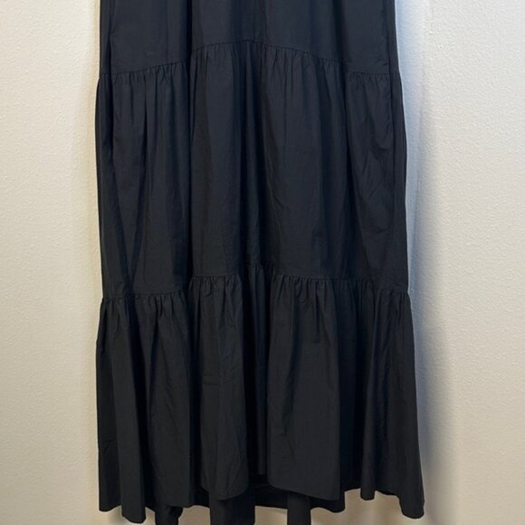 COS Tiered A-Line Maxi Dress Black Size 6 Cap Sleeves Minimalist Chic - Picture 5 of 8